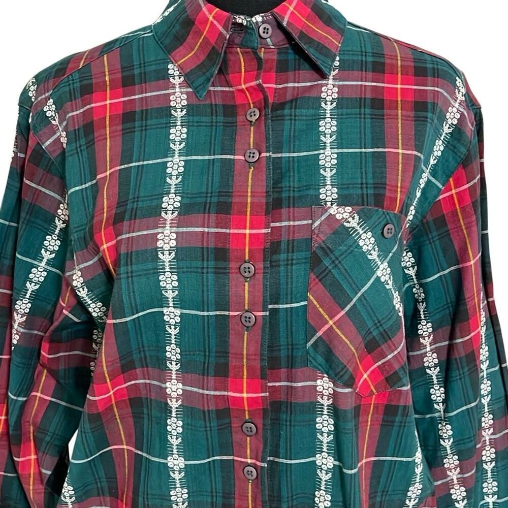 Cabin Creek Vintage Cotton Button Up Plaid Shirt size L - Picture 6 of 12